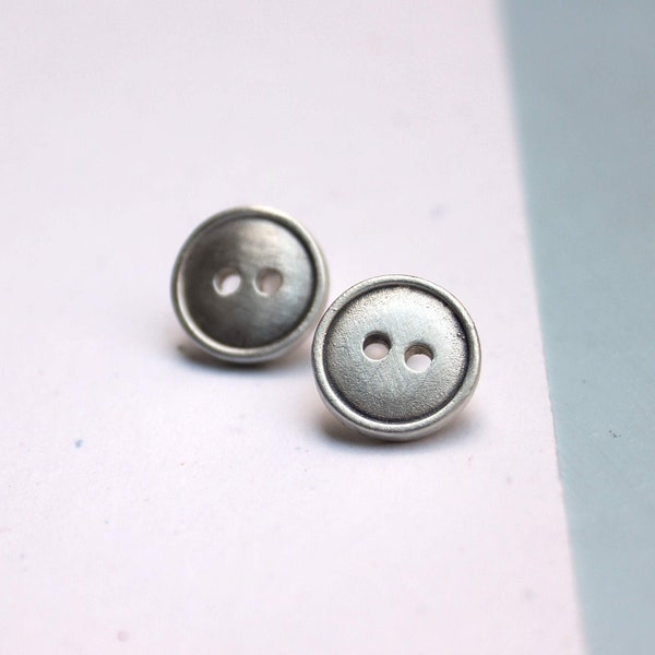 sterling silver button earrings