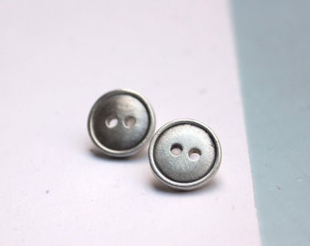 sterling silver button earrings