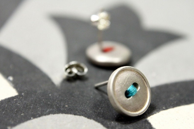 sterling silver button earrings image 9