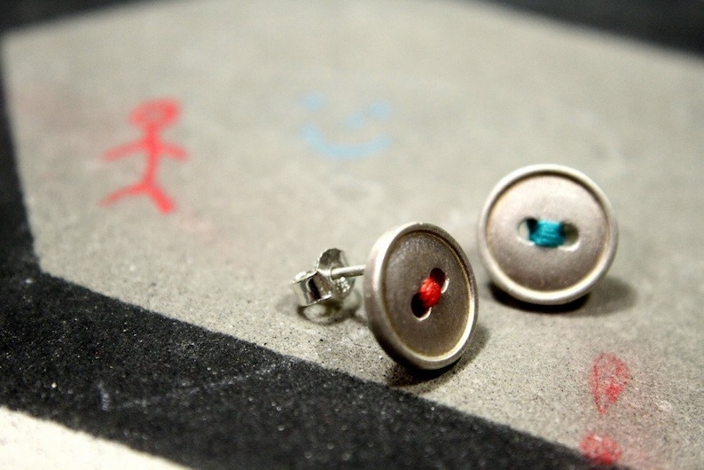 sterling silver button earrings image 6