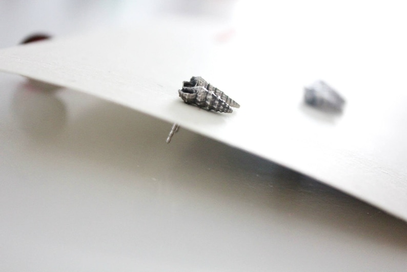 Shell miniature earrings, stud earrings image 1