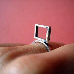 Minimal, geometric silver ring, pendant