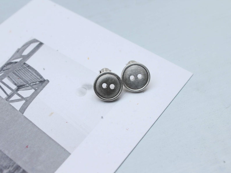 sterling silver button earrings image 4