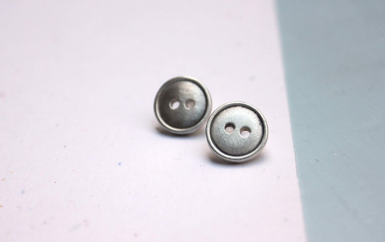 sterling silver button earrings image 1