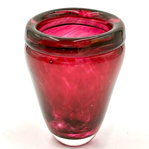 Hand Blown Glass Art Vase in Vivid Ruby Red.  Heavy Mouth Blown Glass Vase.  Mother’s Day Gift, Wedding Gift.