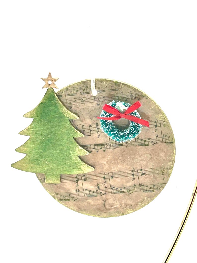 Vintage Sheet Music Notes Christmas Ornament. Rustic Handmade Ornament ...