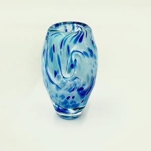 Swirl Hand Blown Glass Vase.  Mouth Blown Glass Vase in Shades of Blue