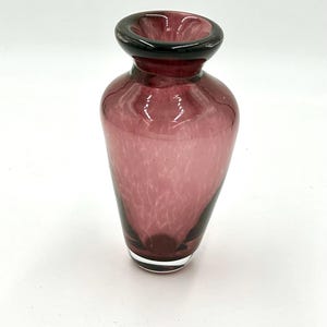 Hand Blown Glass Amphora in Aubergine.  Mouth Blown Glass Vase.