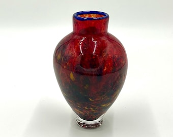 ベネチアンガラス 花瓶 赤 送料無料 ベネチアングラス ムラーノ グラス 花瓶 赤 金彩 フラワー