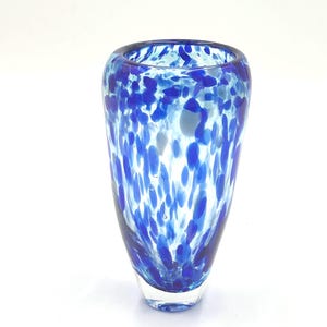 Striking Blue and Aqua Hand Blown Glass Vase.  Beach Decor.  Great Gift for Mom!