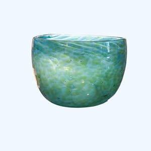 Translucent Eucalyptus Glass Bowl.  Hand Blown Glass Bowl.