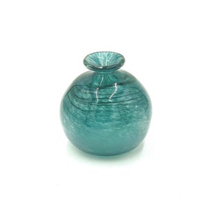 Hand Blown Glass Bottle in Teal Blue.  One of a Kind Accent Piece.  Home Decor.