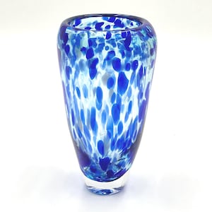 Striking Blue and Aqua Hand Blown Glass Vase.  Beach Decor.  Great Gift for Mom!