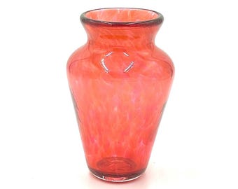 One of a Kind Hand Blown Glass Vase in Light Red.
