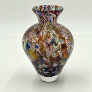 Multicolor Blown Glass Amphora.  Hand Blown Glass Vase.