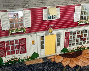 Vintage Marx Toys 2 story metal dollhouse with furniture