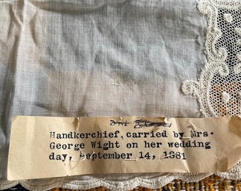 Antique Ivory Wedding Handkerchief ~ 1881