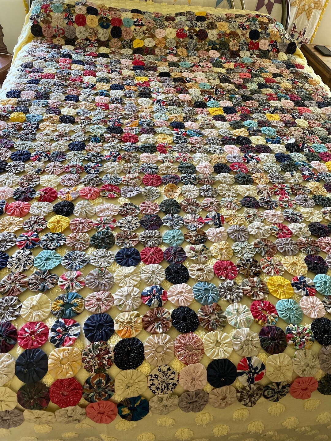 Vintage Yo Yo Quilt Etsy