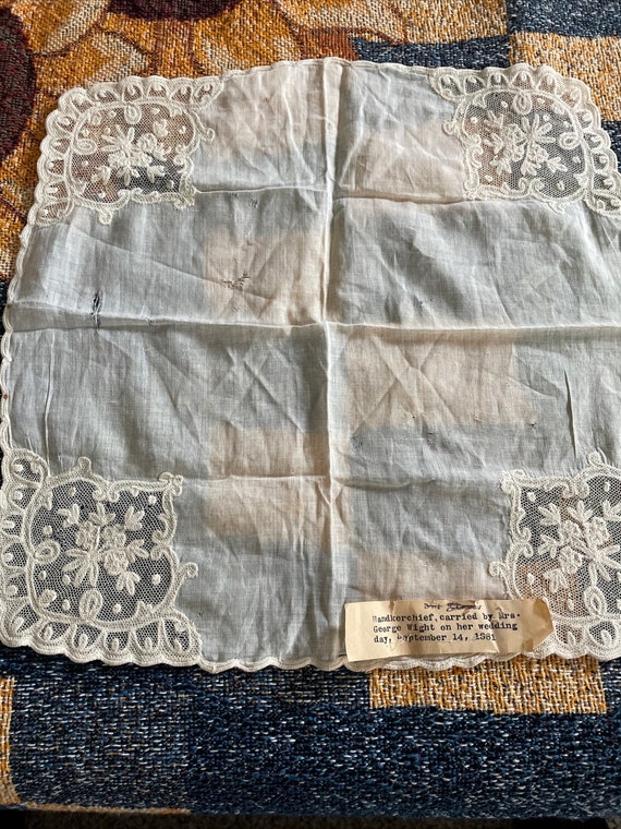 Antique Ivory Wedding Handkerchief ~ 1881 - image 3