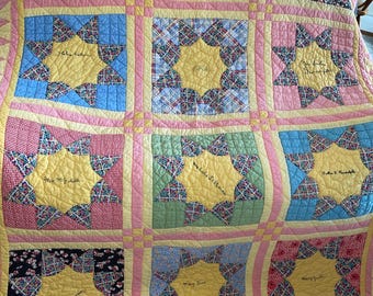 Antique 1936 Autograph Signature Friendship Quilt ~ found in SW Missouri