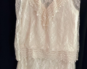 Vintage Barbara Chodos for Michael Marcella Ladies Lace Lined Top and Skirt ~ size 16