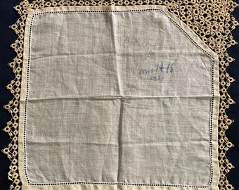 Antique hand tatted handkerchief from 1930
