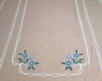 Vintage CUTTER old pink chenille bedspread with flowers