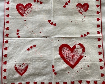 Vintage Valentine's Day ladies hanky hankie handkerchief