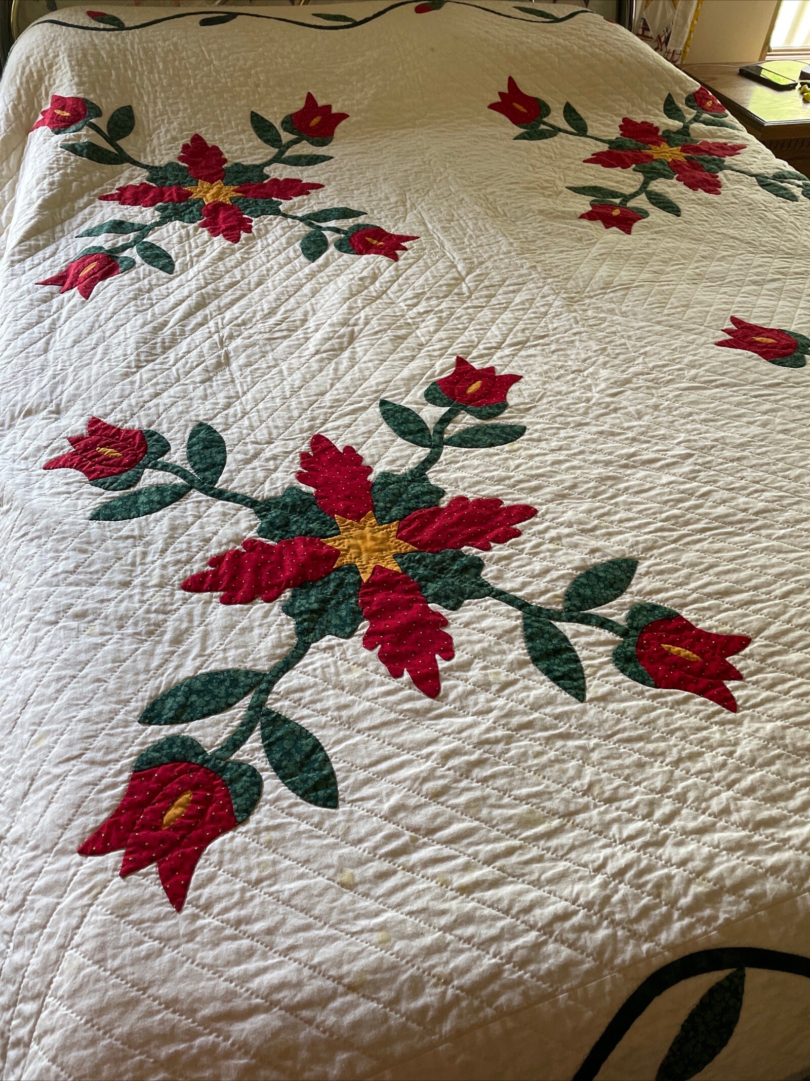 Vintage Civil War Pattern Hand Appliqued Hand Quilted Quilt Etsy