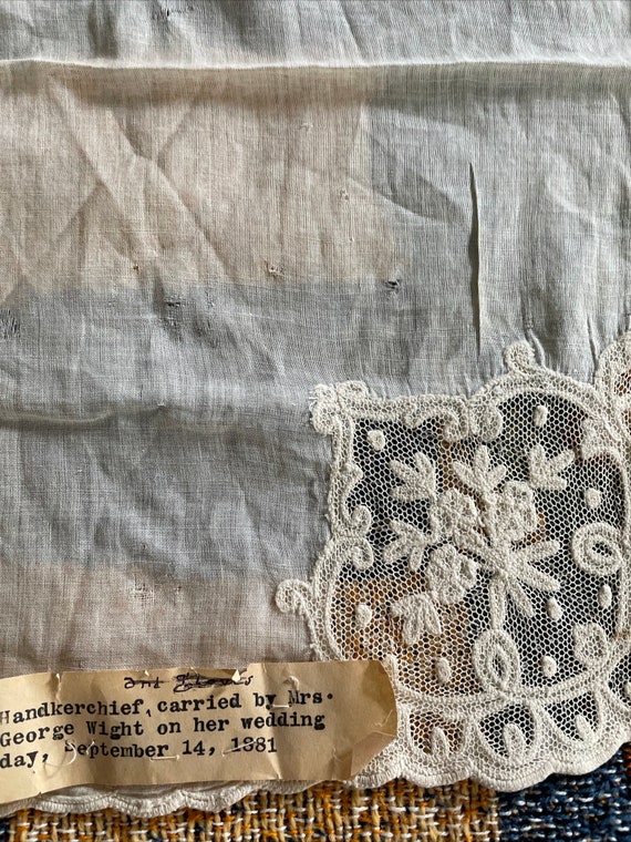 Antique Ivory Wedding Handkerchief ~ 1881 - image 7