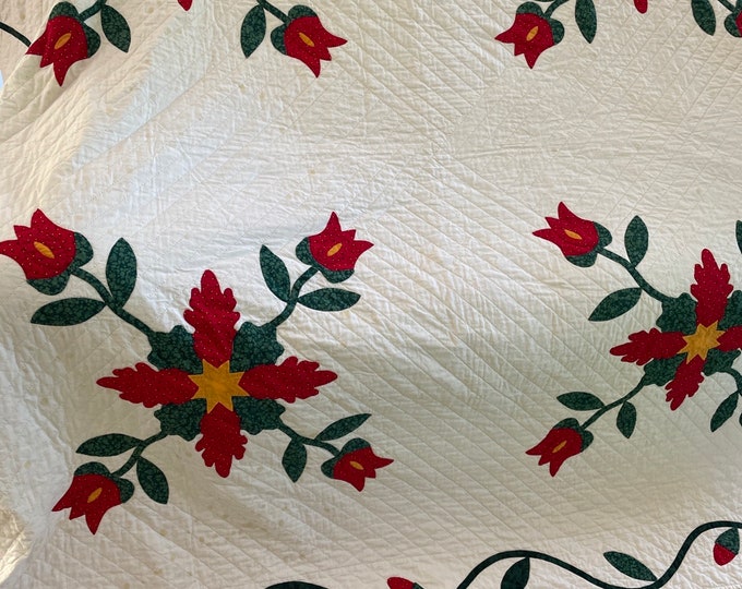 Vintage Civil War Pattern Hand Appliqued Hand Quilted Quilt Etsy