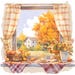 10 Autumn Window Clipart - Watercolor Cozy Window Scenes, Fall Views ...