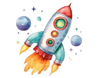 黒板ロケットクリップアートセット、宇宙PNG（商用利用） - Etsy 日本