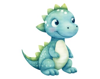 10 Watercolor Dinosaur Clipart - Baby Dinos Bundle, Nursery Dinosaurs (PNG/JPG Digital Download)
