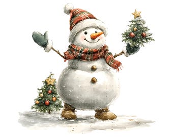 10 Snowman Clipart, Dancing Snowman, Quirky Snowman PNG, Watercolor Snowman, Snowman PNG Bundle, Snowman Illustration, Cute Snowman Clipart