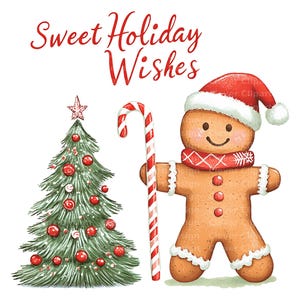 10 Clipart Gingerbread Man, zoete vakantiewensen, Gingerman Clipart PNG, aquarel Gingerbread Man, Gingerman PNG-bundel, kerstkoekje