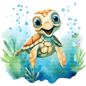 10 Meeresschildkröte Clipart, süße Meeresschildkröte, Meeresschildkröte PNG, Meeresschildkröte Bilder, digitaler Download, Meeresschildkröte Kunst, Meeresschildkröte für Kinder
