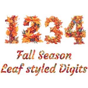 Herbst Ziffern Clipart, Blatt Zahlen PNG, Herbst Zahlen, Blatt Ziffern PNG, druckbare Aquarell, digitaler Download, Zahlen 0-9