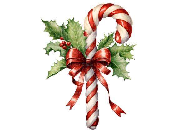 10 Candy Cane Clipart, Christmas Candy Cane, Christmas Sweets, Candy Cane PNG, Winter Candy PNG, Sweet Christmas, Candy Cane with Bow