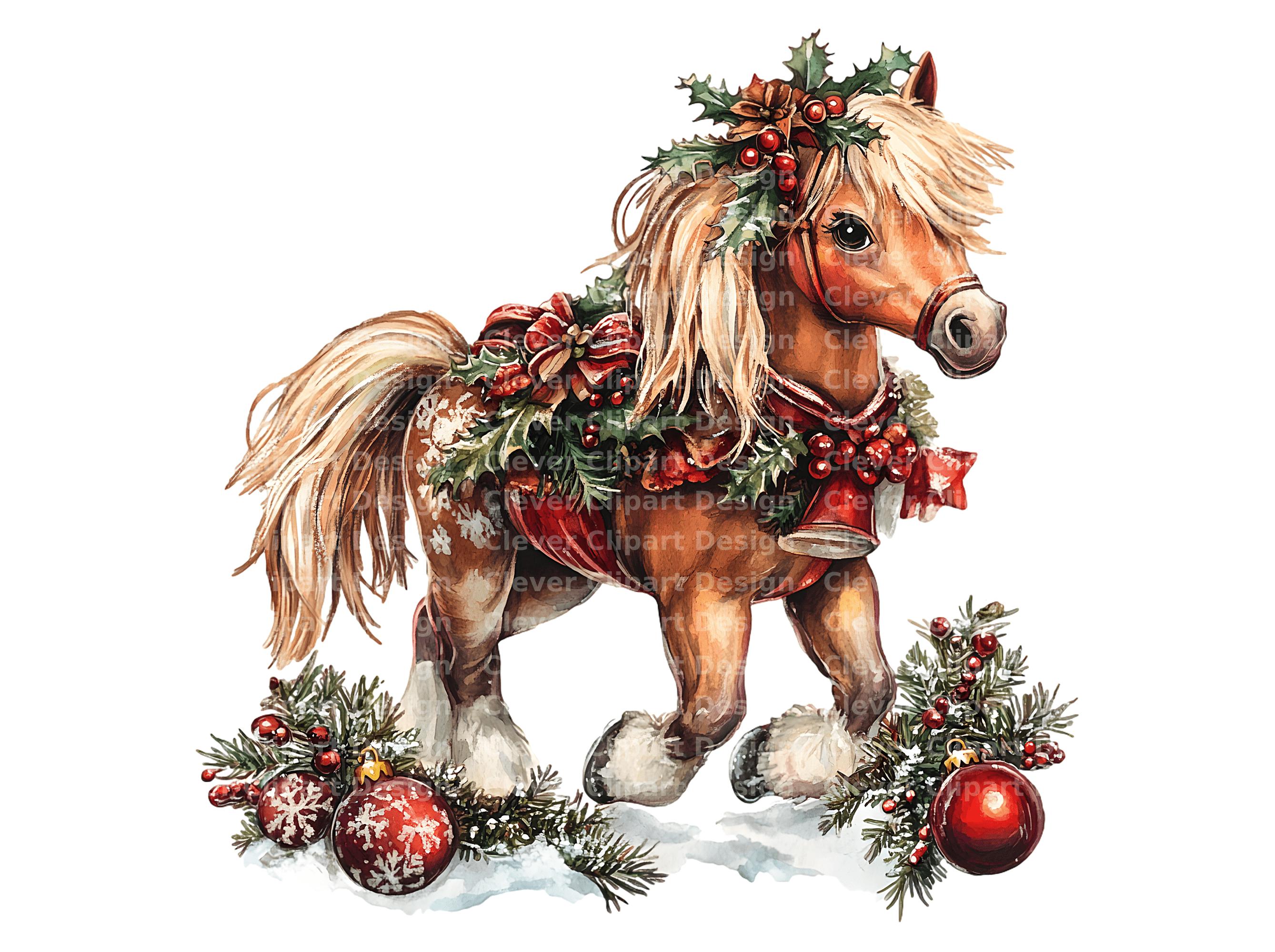 10 Christmas Pony Clipart - Holiday Pony PNG Bundle - Etsy