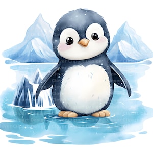 10 imágenes prediseñadas de pingüinos lindos, pingüinos de dibujos animados PNG, pingüinos de guardería, arte de pingüinos en acuarela, paquete de pingüinos PNG, pingüinos de invierno, pingüinos bebé PNG