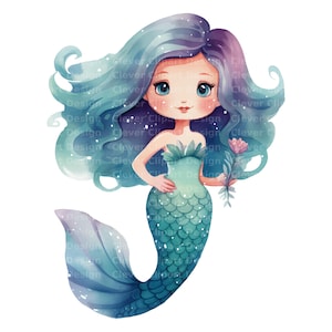 10 Süße Meerjungfrau Clipart, Cartoon Meerjungfrau PNG, Seesirene Clipart, Aquarell Meerjungfrau, Meerjungfrau PNG Bundle, Meerjungfrau Kunstwerk, Kleine Meerjungfrau PNG