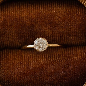 0.5 CT Bezel Set Round Moissanite Solitaire Engagement Ring, Brilliant Cut Solitaire Ring, Minimalist Dainty S925Silver Ring, Statement Ring