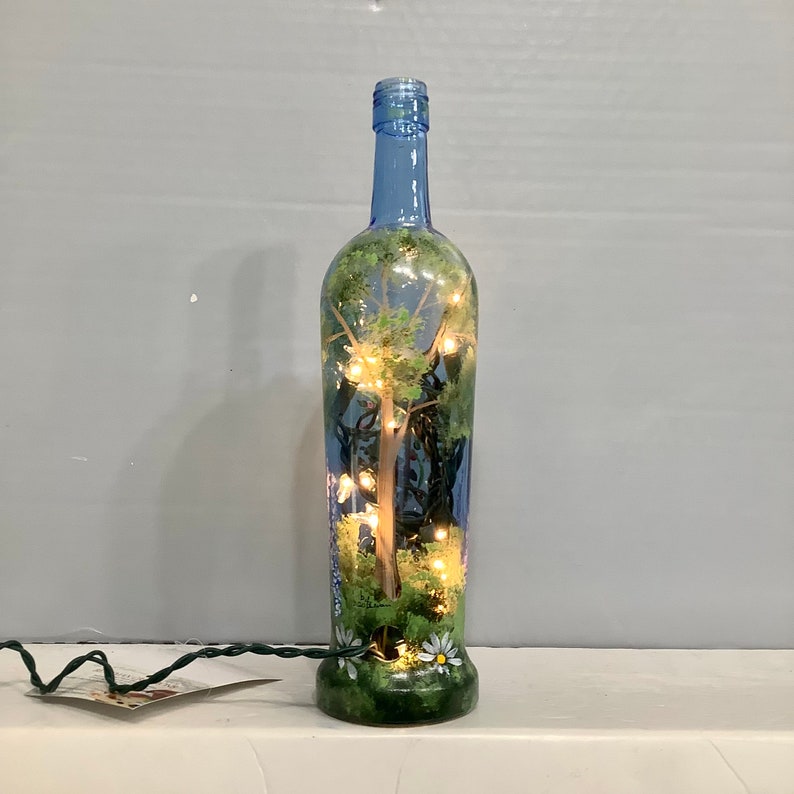 WINE BOTTLE Lightbirdhouse Gardennight Light Lamp Etsy