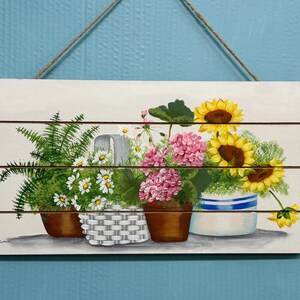 Sign pots flowers or summer garden can personalize
