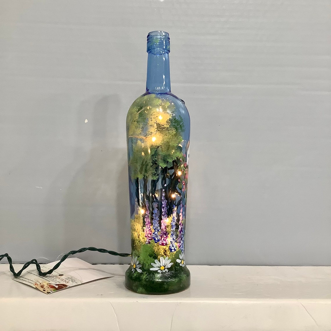 WINE BOTTLE Lightbirdhouse Gardennight Light Lamp Etsy