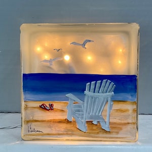 Adarondak Chair Beach Glass Block Light Lamp Night Light