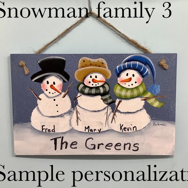 Personalized family sign snowman family wall hanging home decor