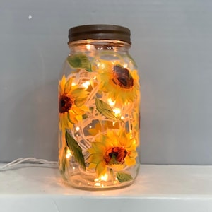 Sunflower mason jar light plug in or battery