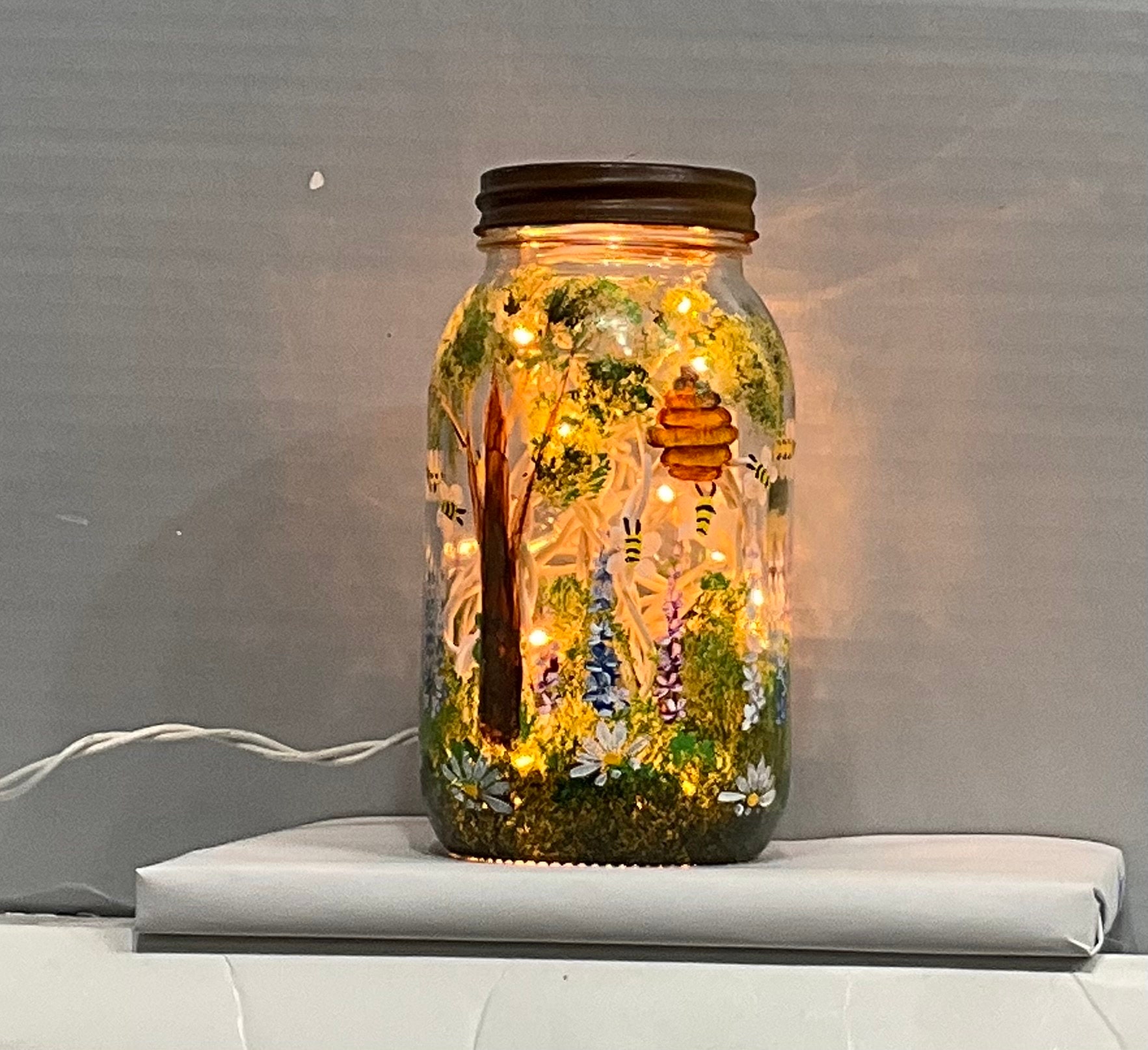  EVOLUX Fairy Lights Dried Flowers Decorative Jar